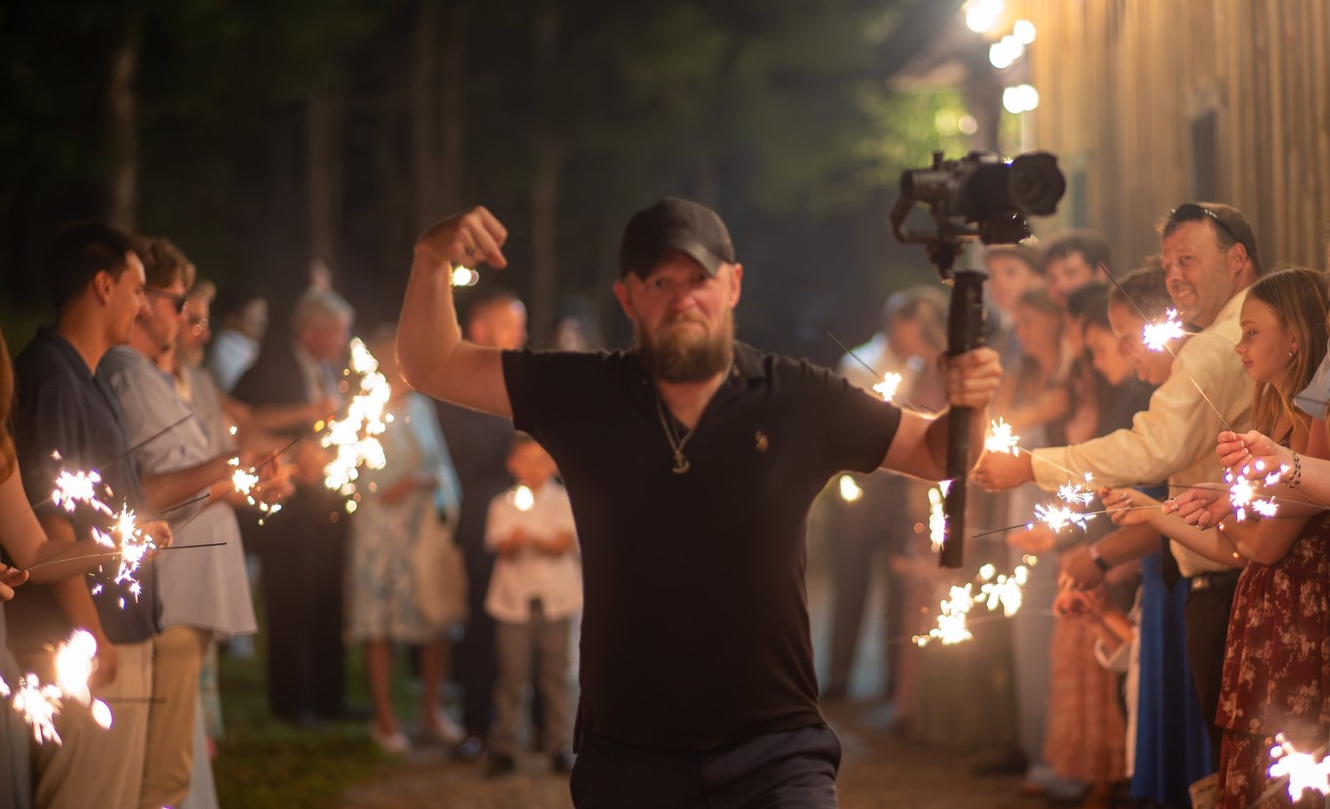 A wedding celebration with sparklers