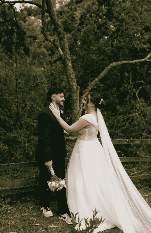 A couple enjoying a quiet moment on their wedding day